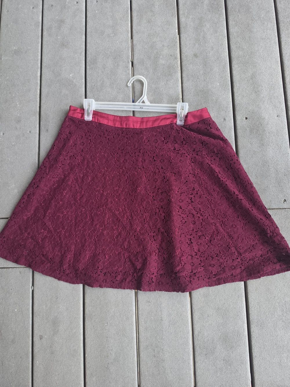 Women's Lace Skater Skirt in Burgundy